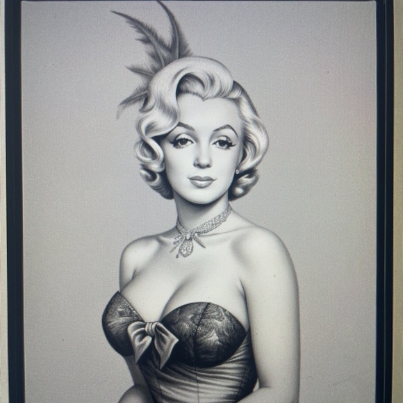 Hand-Drawn Marilyn Monroe Framed Artwork on Canvas - Picture 7 of 8